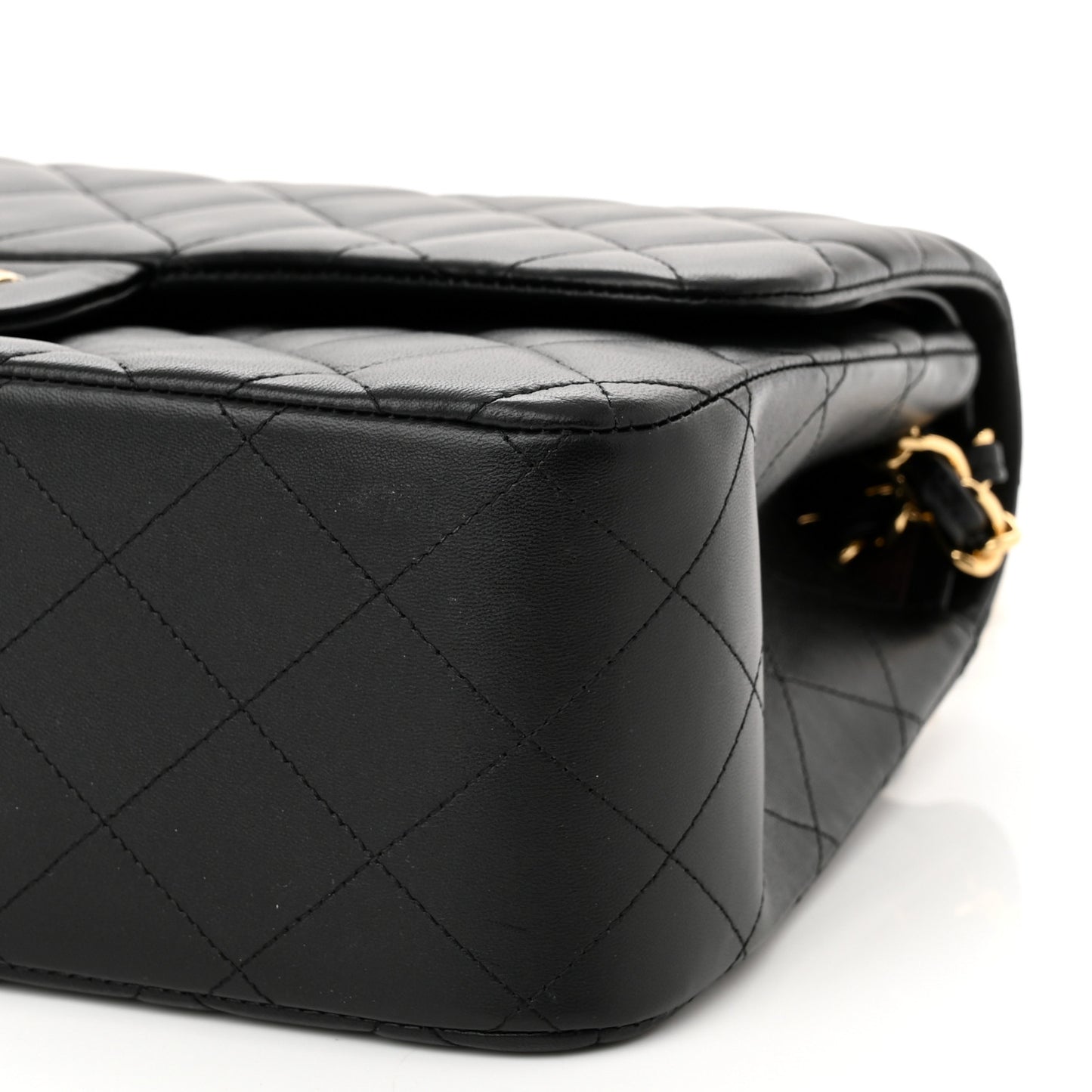 Lambskin Quilted Jumbo Double Flap Black