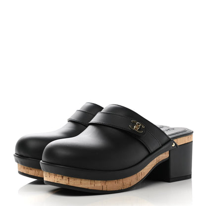 Chanel Calfskin CC Turn Lock Clogs 37 Black 3 of 8