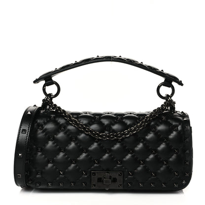 Valentino Garavani Calfskin Tonal Rockstud Spike Convertible Shoulder Bag Black 1 of 9
