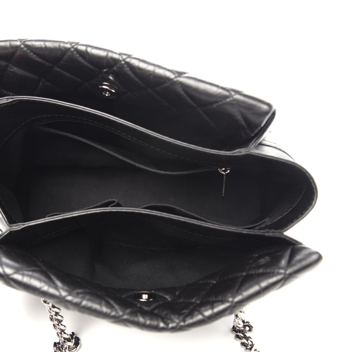 Aged Calfskin Quilted Lady Pearly Tote Black