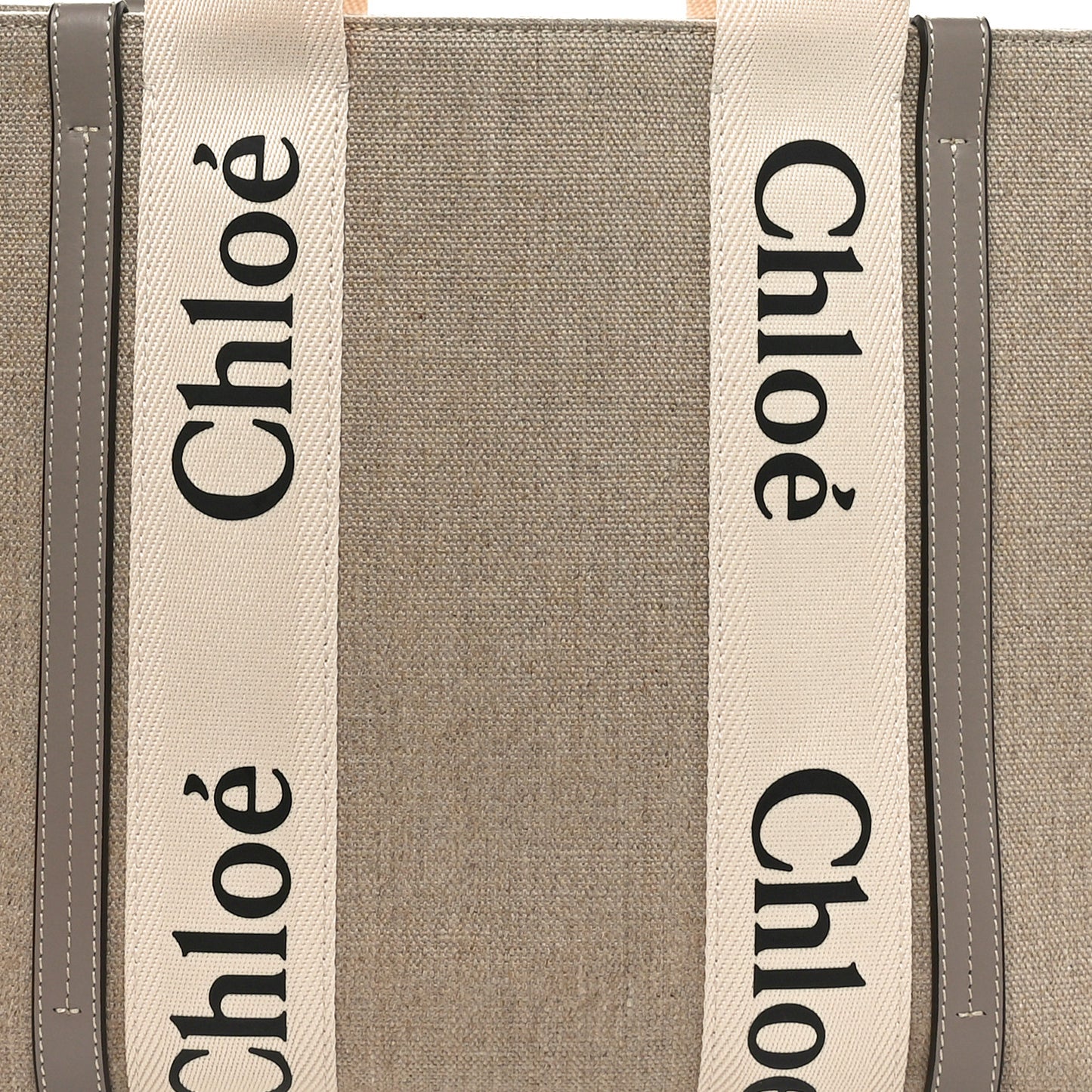 Cotton Calfskin Medium Woody Ribbon Tote Musk Grey