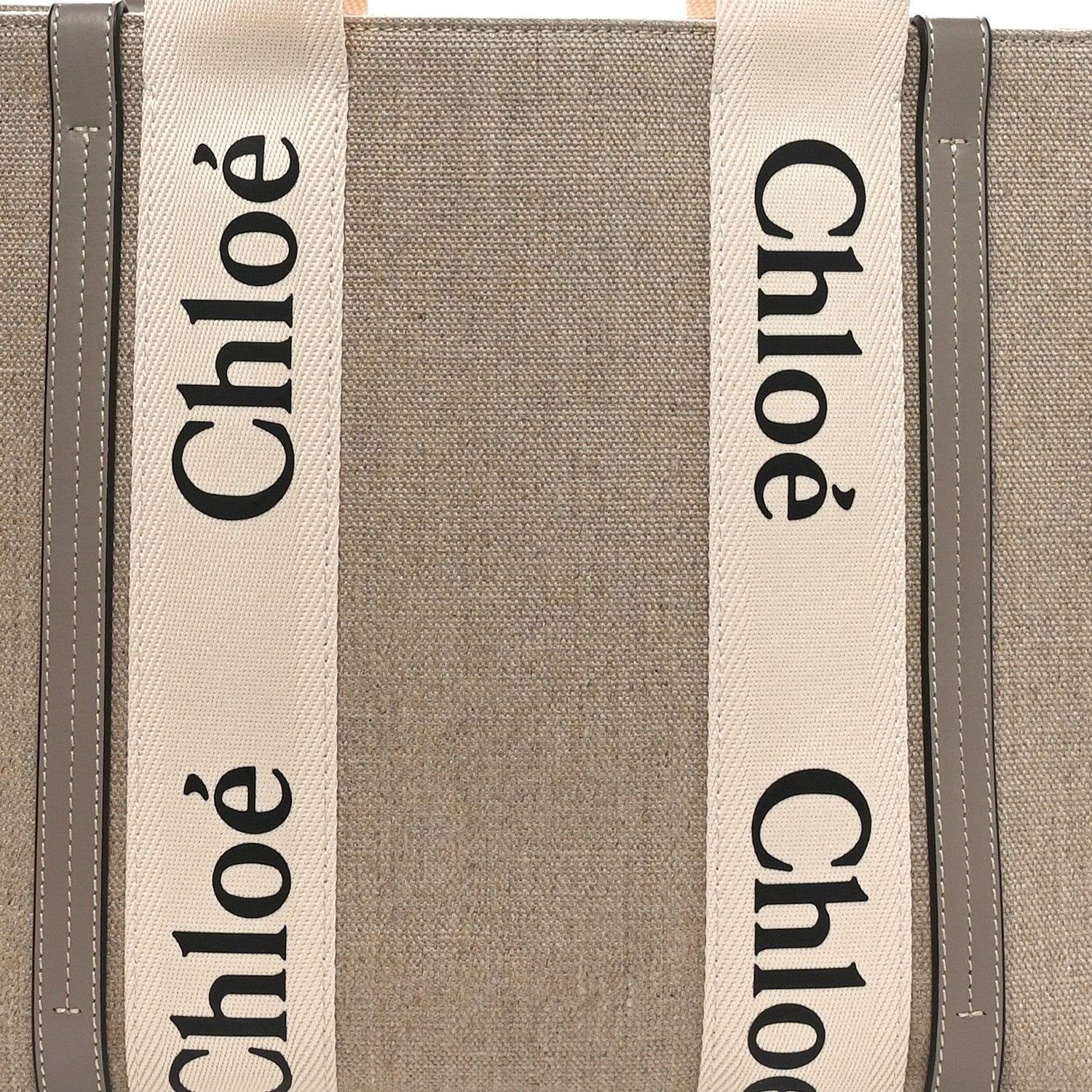 Chloe Cotton Calfskin Medium Woody Ribbon Tote Musk Grey 8 of 10