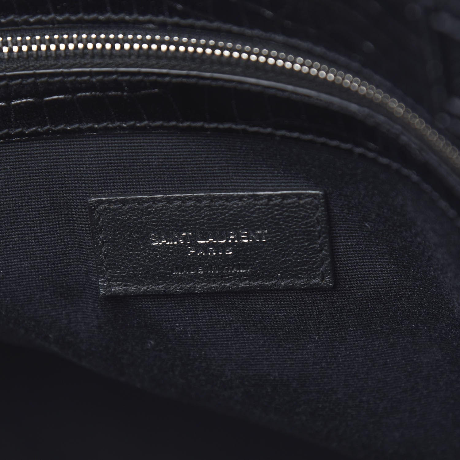 Saint Laurent Shiny Calfskin Crocodile Embossed Medium Manhattan Shopper Tote Black 6 of 9
