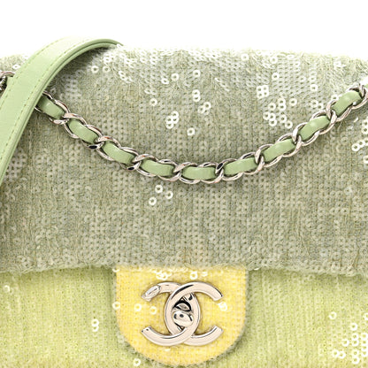 Chanel Sequin Mini Waterfall Flap Green Light Green Yellow 8 of 10