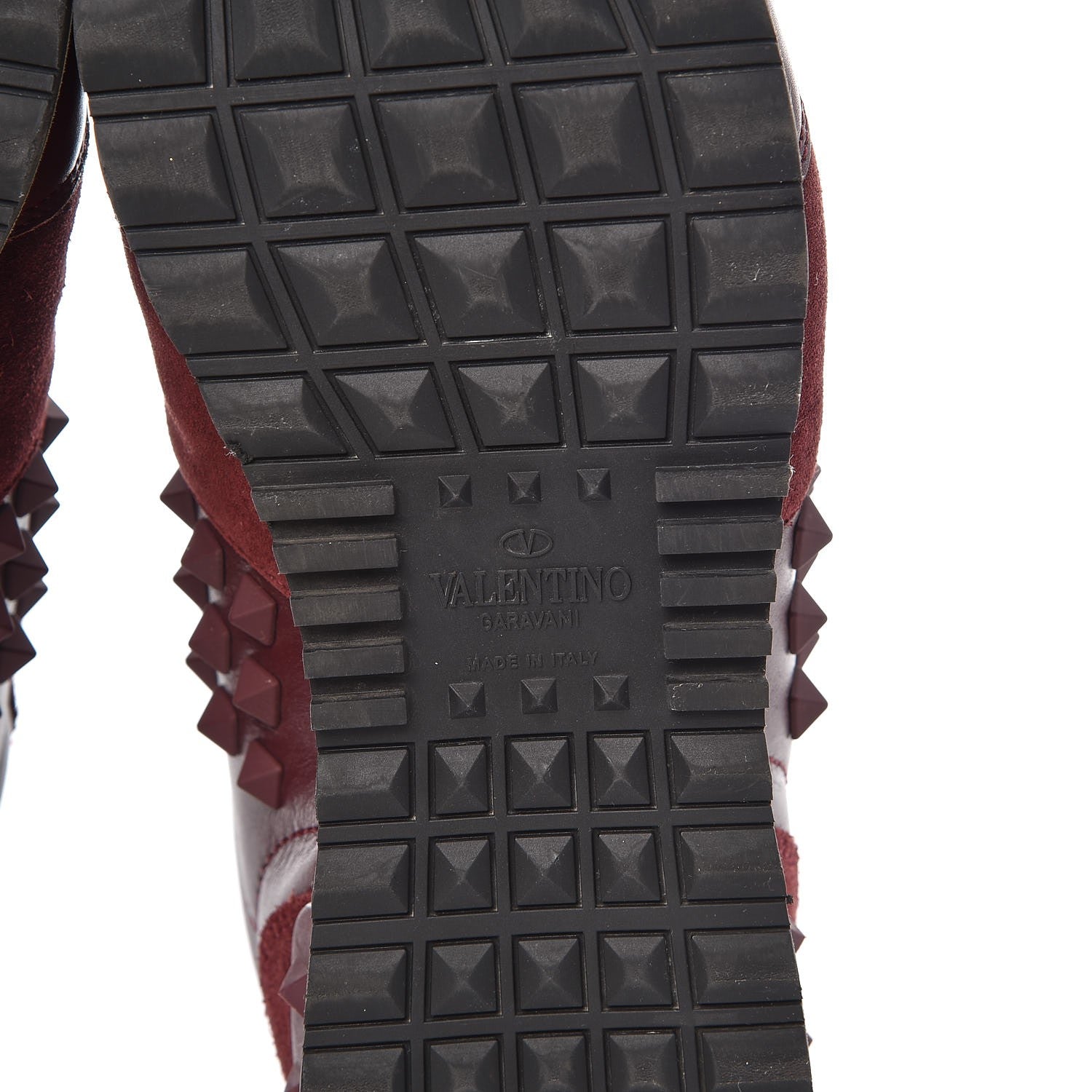 Valentino Garavani Calfskin Suede Rockstud Sneakers 36.5 Rubin 10 of 14
