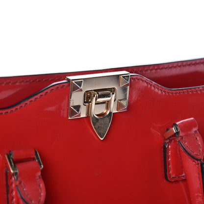 Valentino Garavani Patent Monochrome Rockstud Double Handle Tote Rosso Valentino 11 of 15