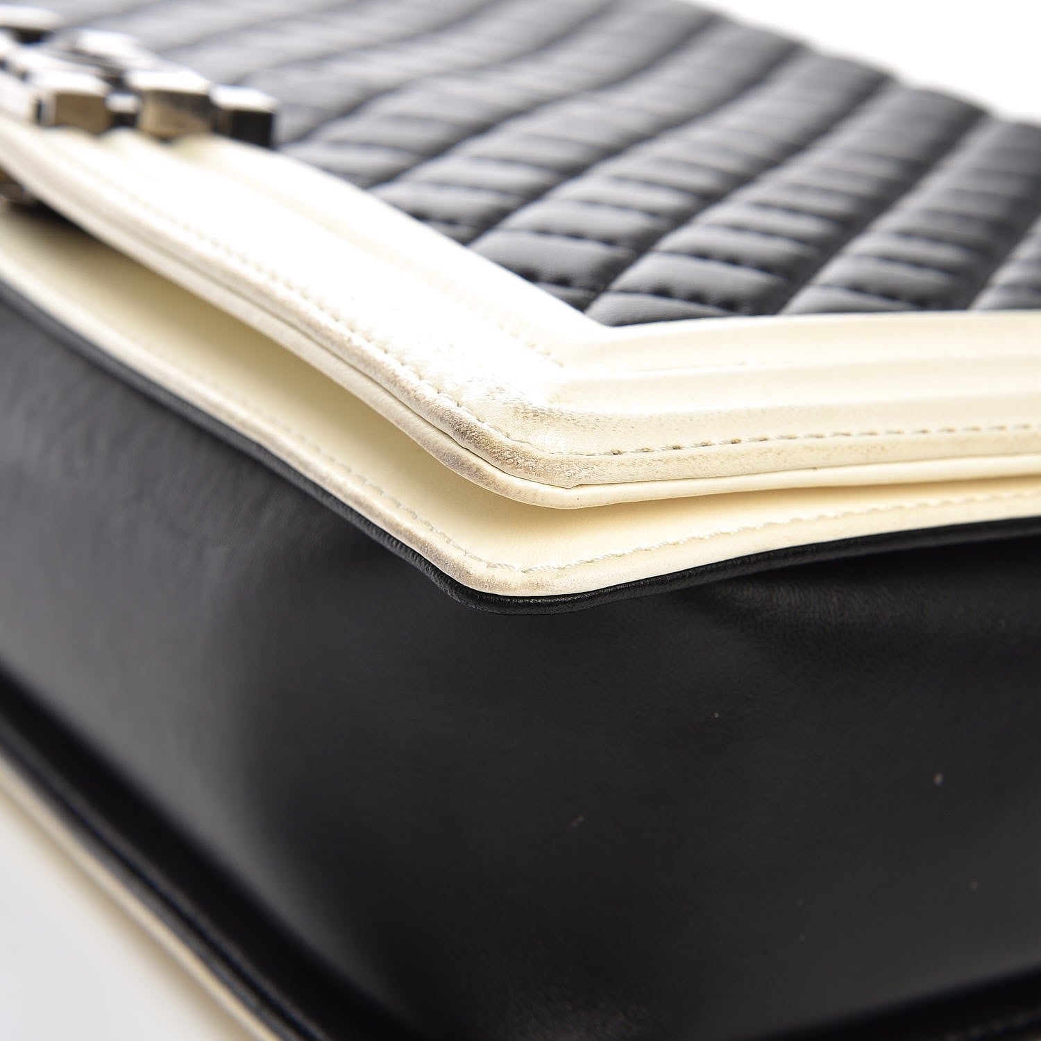 Chanel Lambskin Quilted Large Boy Flap Black White 13 of 17