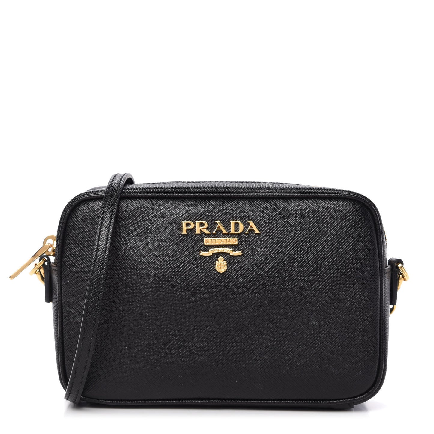 Saffiano Lux Small Camera Crossbody Bag Black