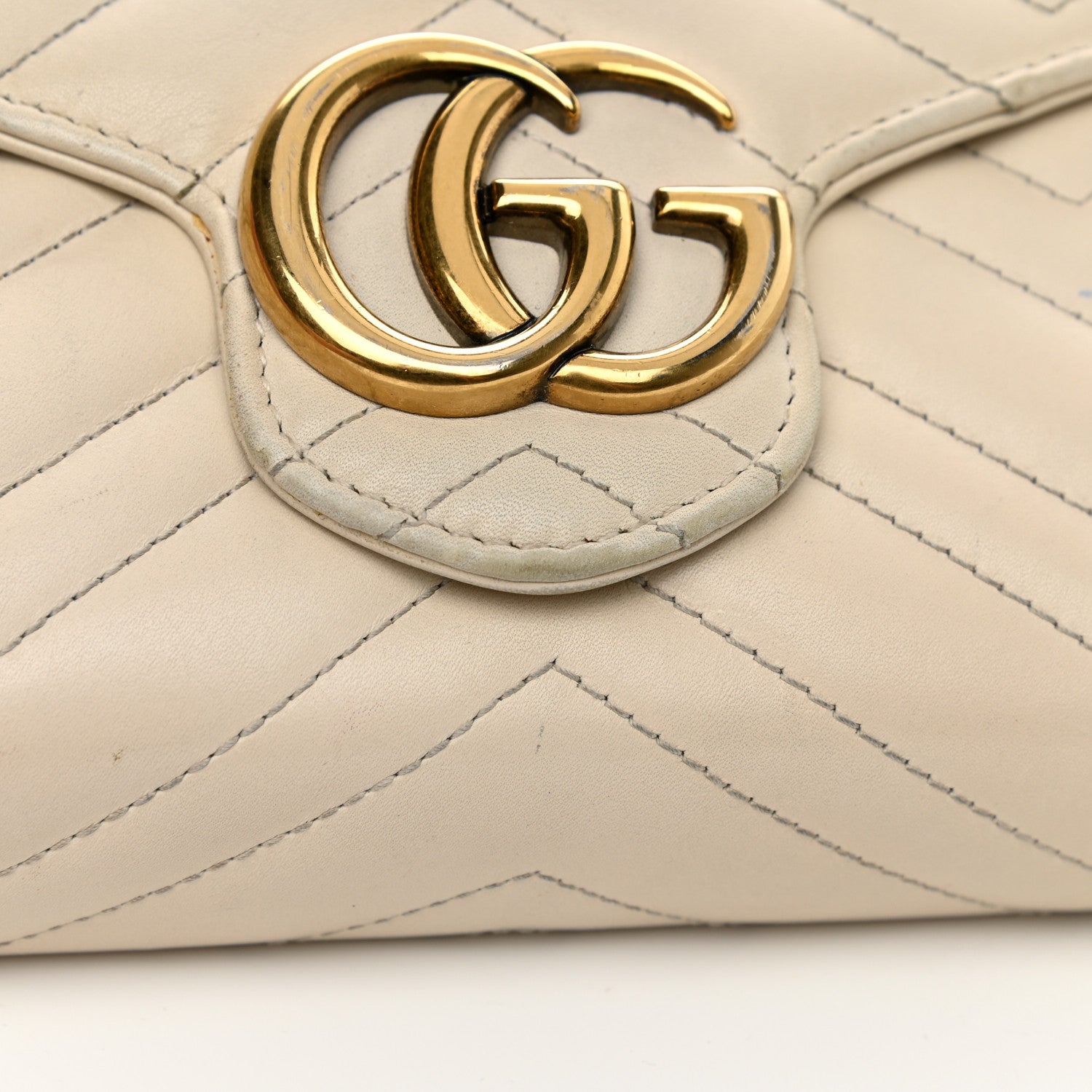 Gucci Calfskin Matelasse GG Marmont Chain Wallet Mystic White 14 of 21