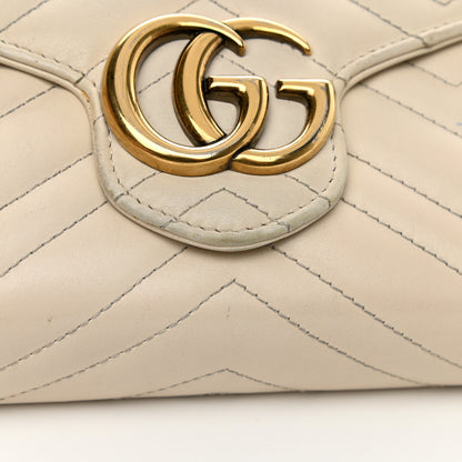 Gucci Calfskin Matelasse GG Marmont Chain Wallet Mystic White 14 of 21