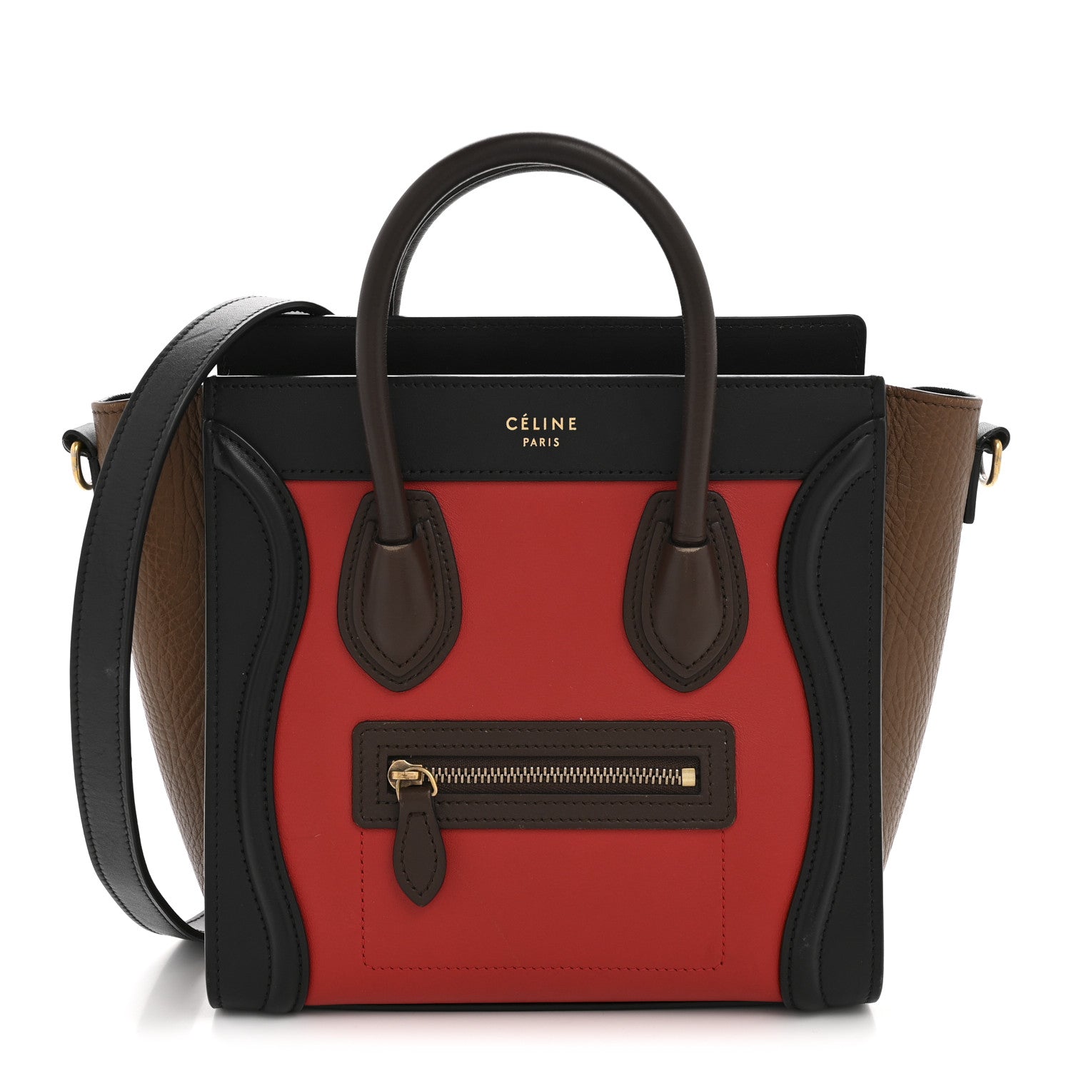 Celine Smooth Calfskin Bullhide Nano Tri-Color Luggage Bright Red 1 of 13