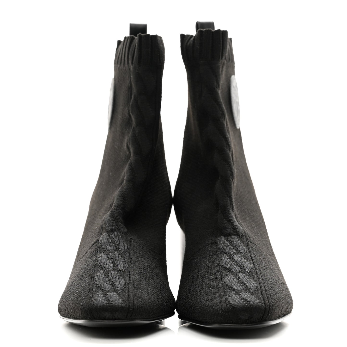 Knit Calfskin Volver 60 Ankle Boots 38 Black