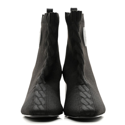 Hermes Knit Calfskin Volver 60 Ankle Boots 38 Black 2 of 8