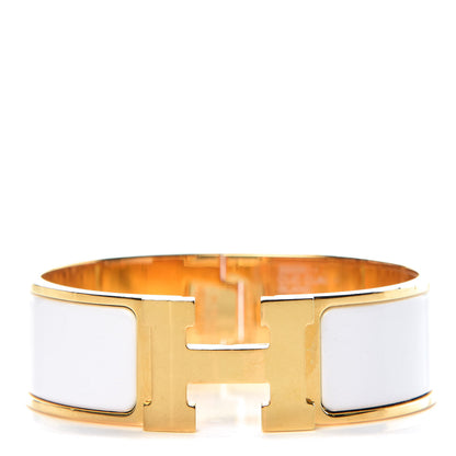 Hermes Enamel Wide Clic Clac H Bracelet GM White 1 of 7