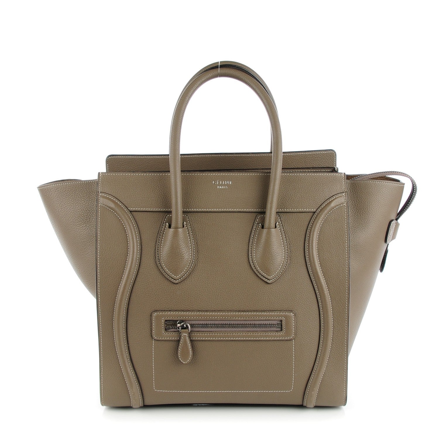 Celine Drummed Calfskin Mini Luggage Souris 1 of 8
