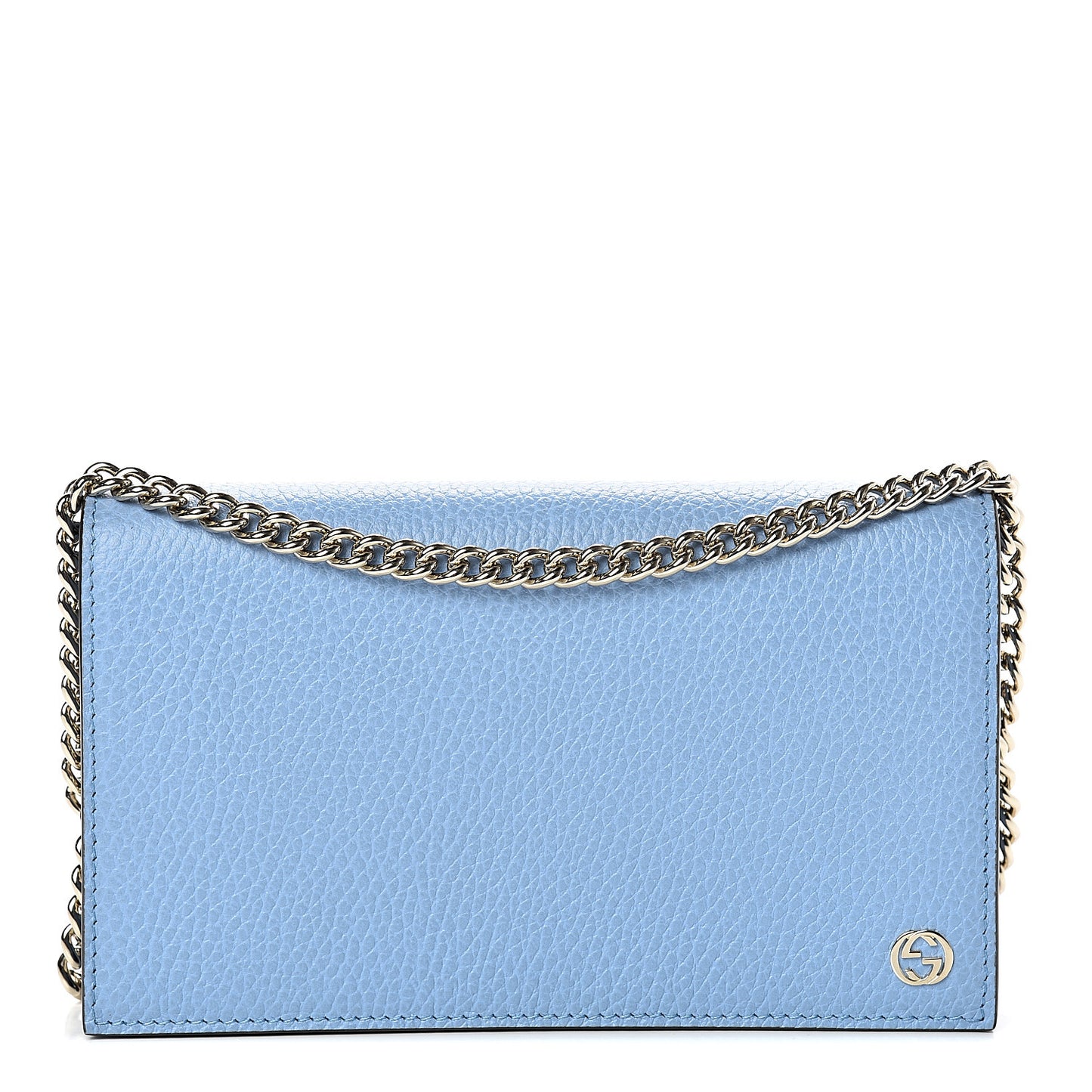 Dollar Calfskin Medium Betty Chain Wallet Mineral Blue