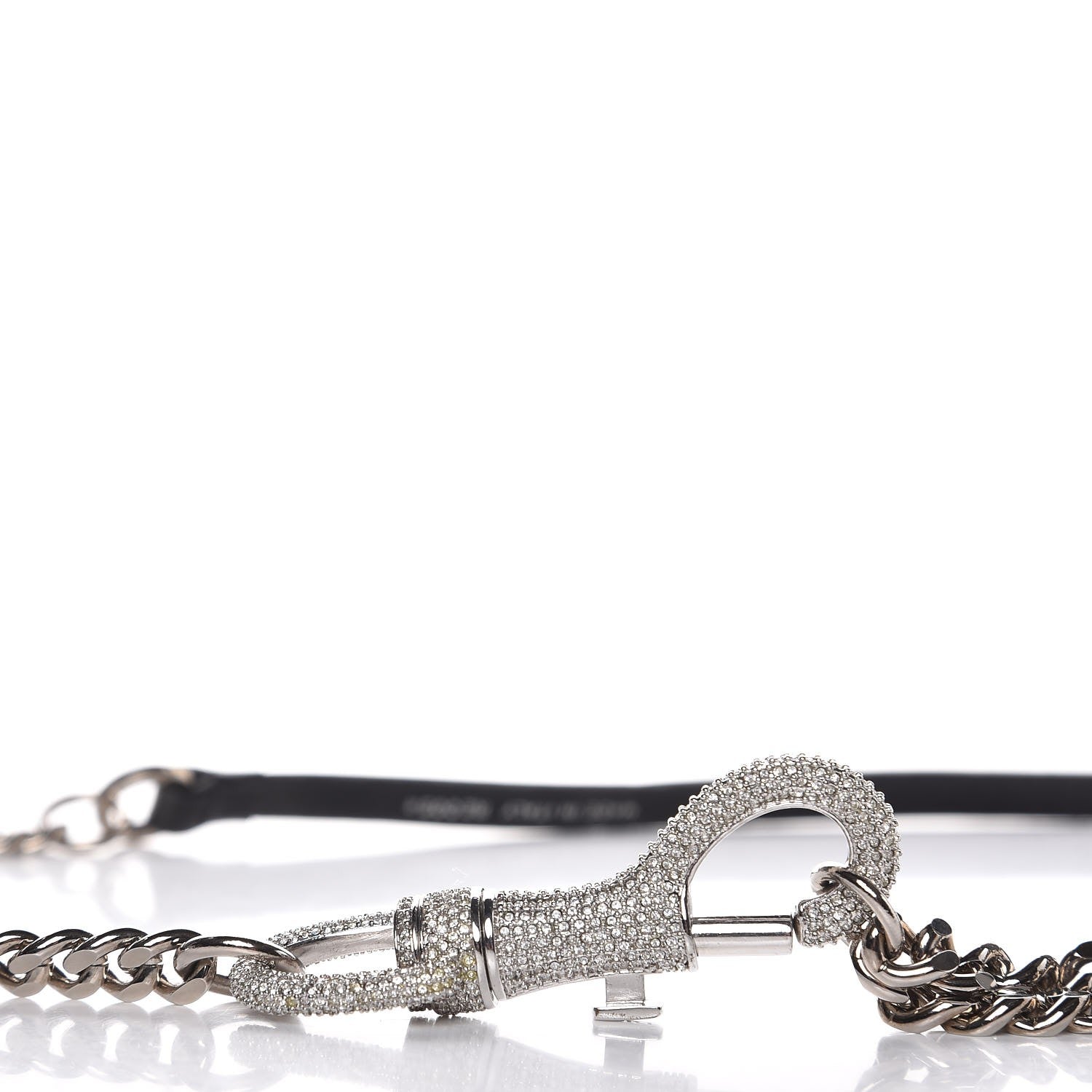 Christian Dior Calfskin Crystal Logo Clasp Belt 85 Black 6 of 7