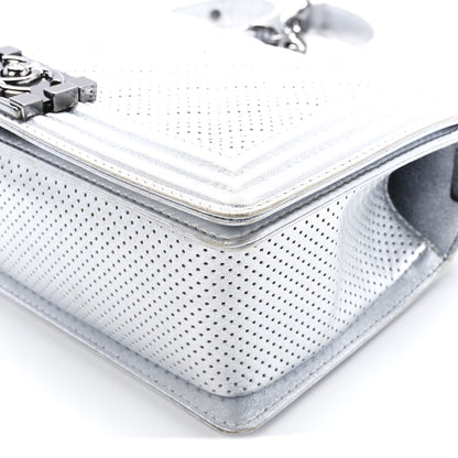 Chanel Metallic Perforated Lambskin Quilted Medium Boy Flap Argent 11 of 11