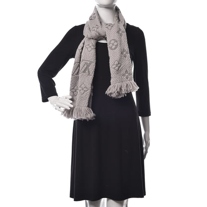 Louis Vuitton Wool Silk Logomania Scarf Pearl Grey 2 of 5