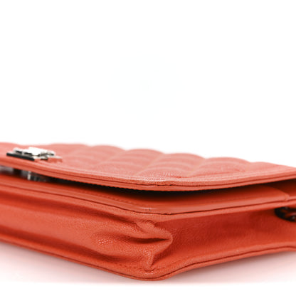 Chanel Caviar Quilted Boy Wallet On Chain WOC Orange 11 of 12