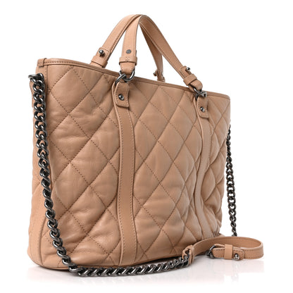 Chanel Calfskin Quilted Small Casual Riviera Tote Beige 3 of 10