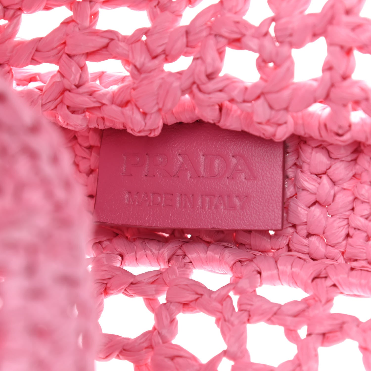 Prada Yarn Raffia Effect Crochet Logo Embroidered Tote Bag Petalo 6 of 9