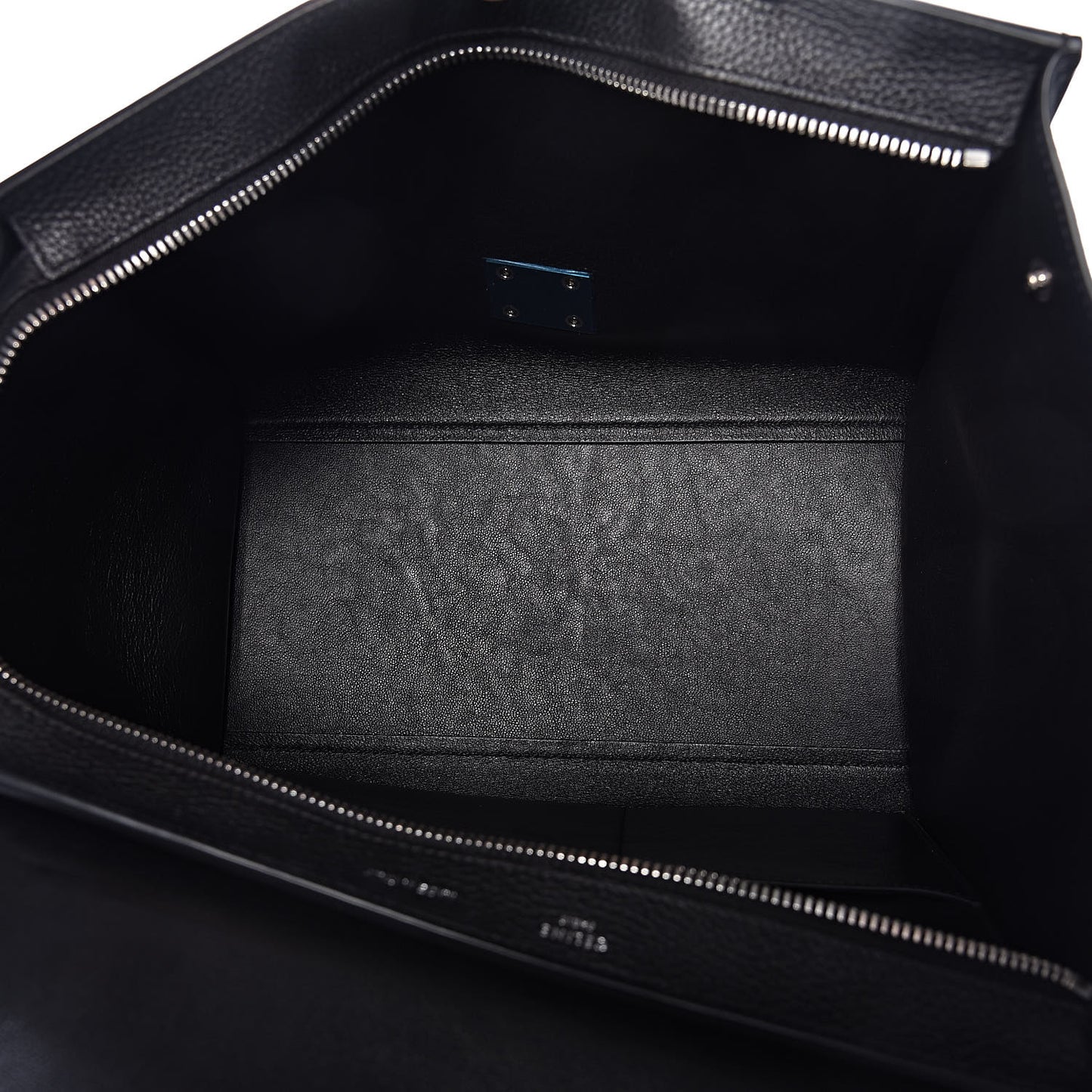 Drummed Calfskin Suede Small Trapeze Black