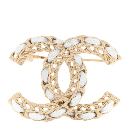 Chanel Lambskin CC Chain Brooch White Gold 1 of 6