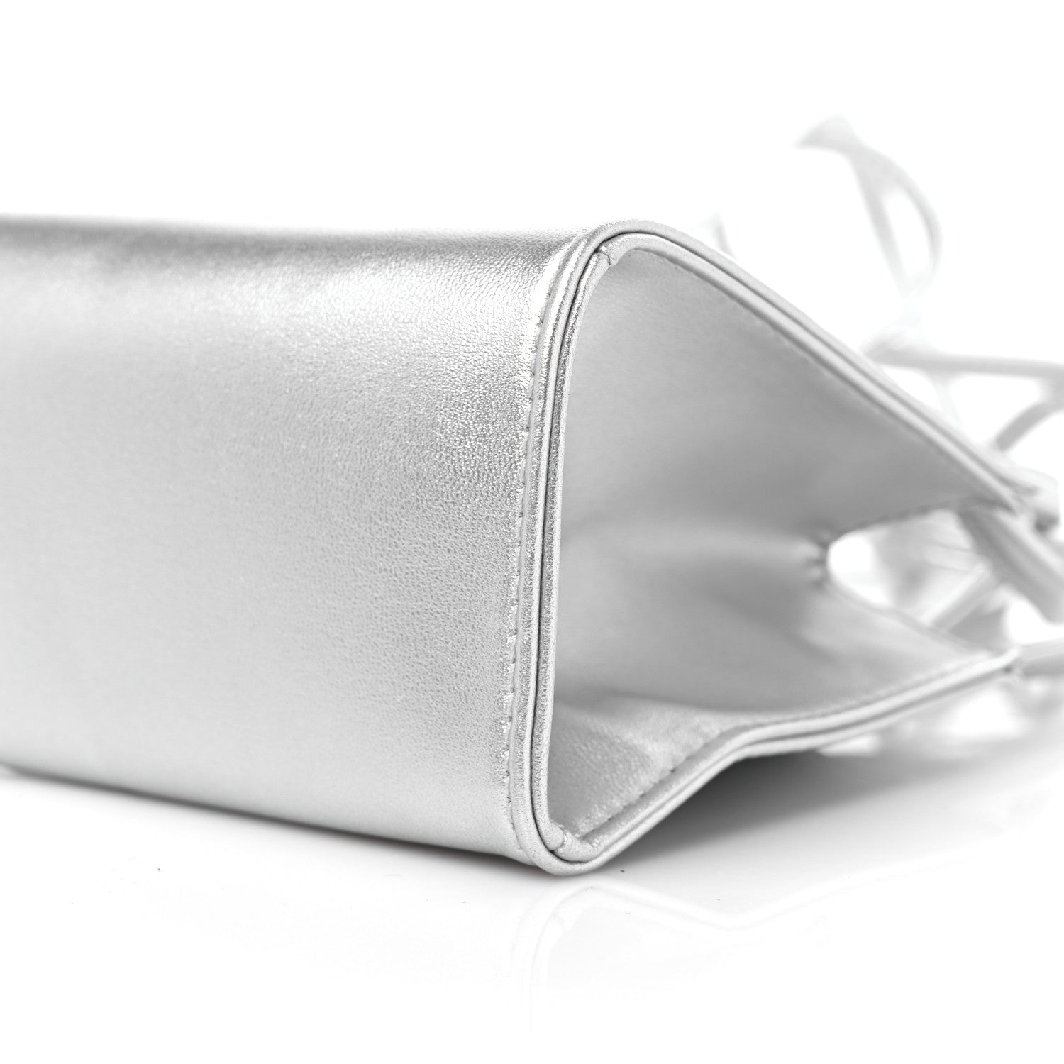 Telfar Metallic Vegan Leather Small Shopping Bag Silver 8 of 8