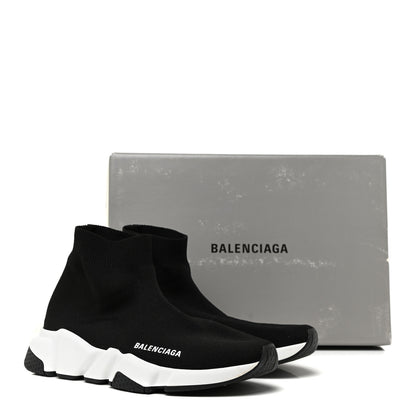 Balenciaga Neoprene Knit Womens Speed Sneakers 38 Black White 7 of 7