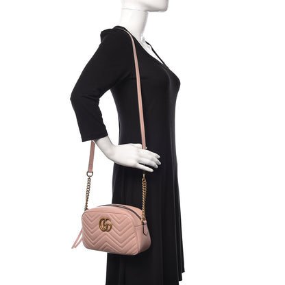 Gucci Calfskin Matelasse Small GG Marmont Chain Shoulder Bag Perfect Pink 2 of 10