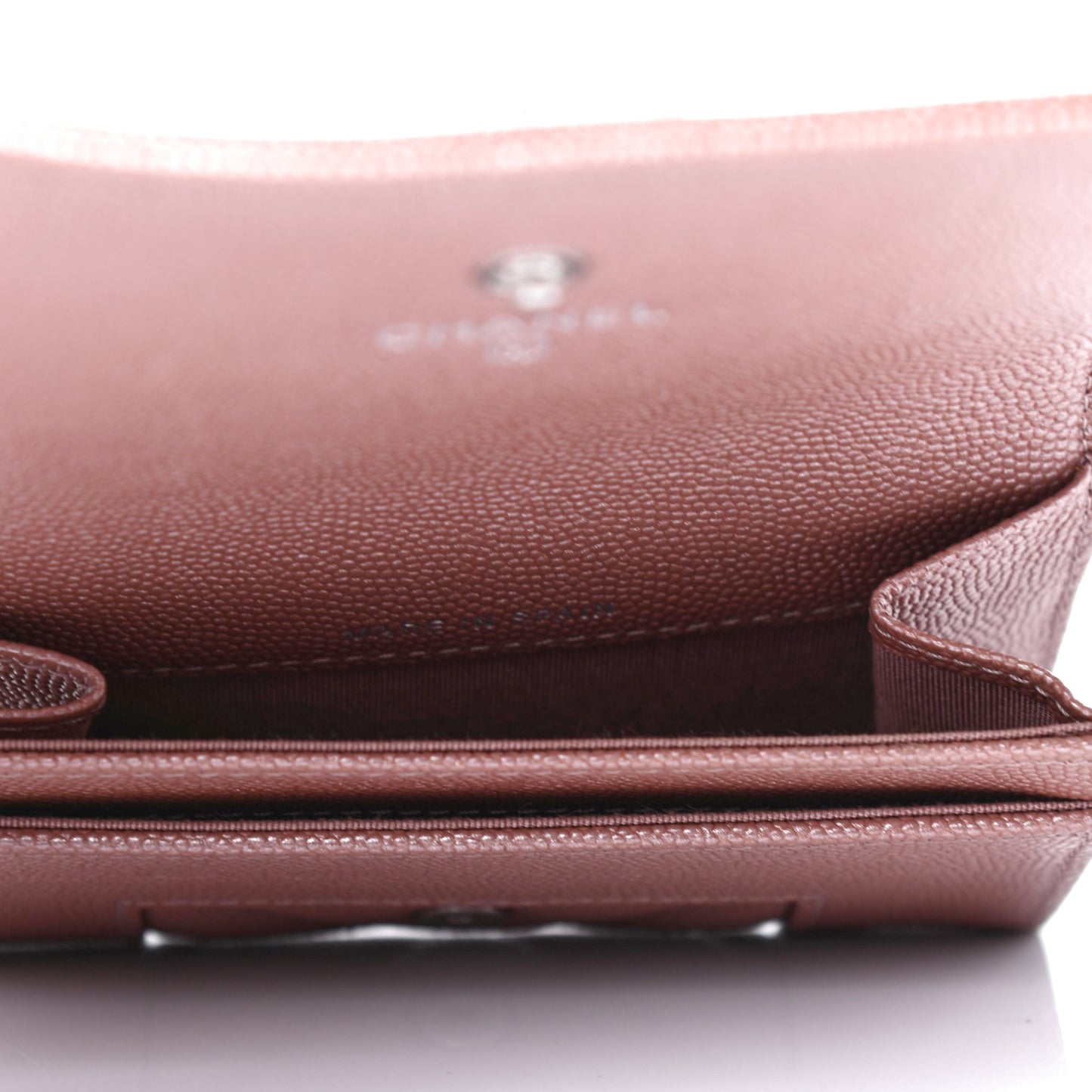 Metallic Caviar Chevron Quilted Vintage Mademoiselle Flap Card Holder Pink