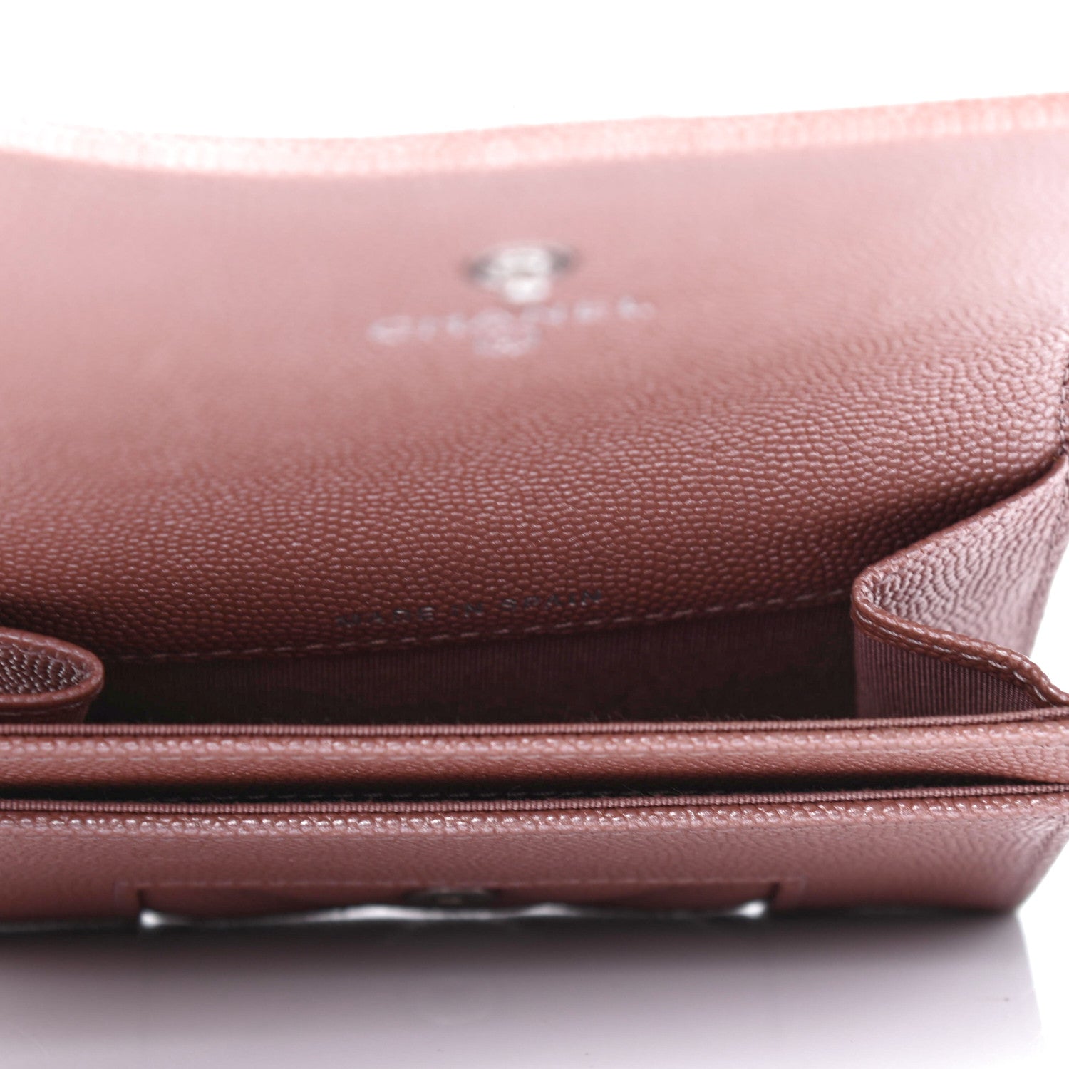 Chanel Metallic Caviar Chevron Quilted Vintage Mademoiselle Flap Card Holder Pink 4 of 4