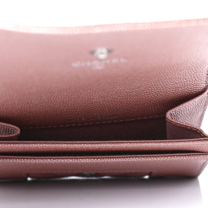 Chanel Metallic Caviar Chevron Quilted Vintage Mademoiselle Flap Card Holder Pink 4 of 4