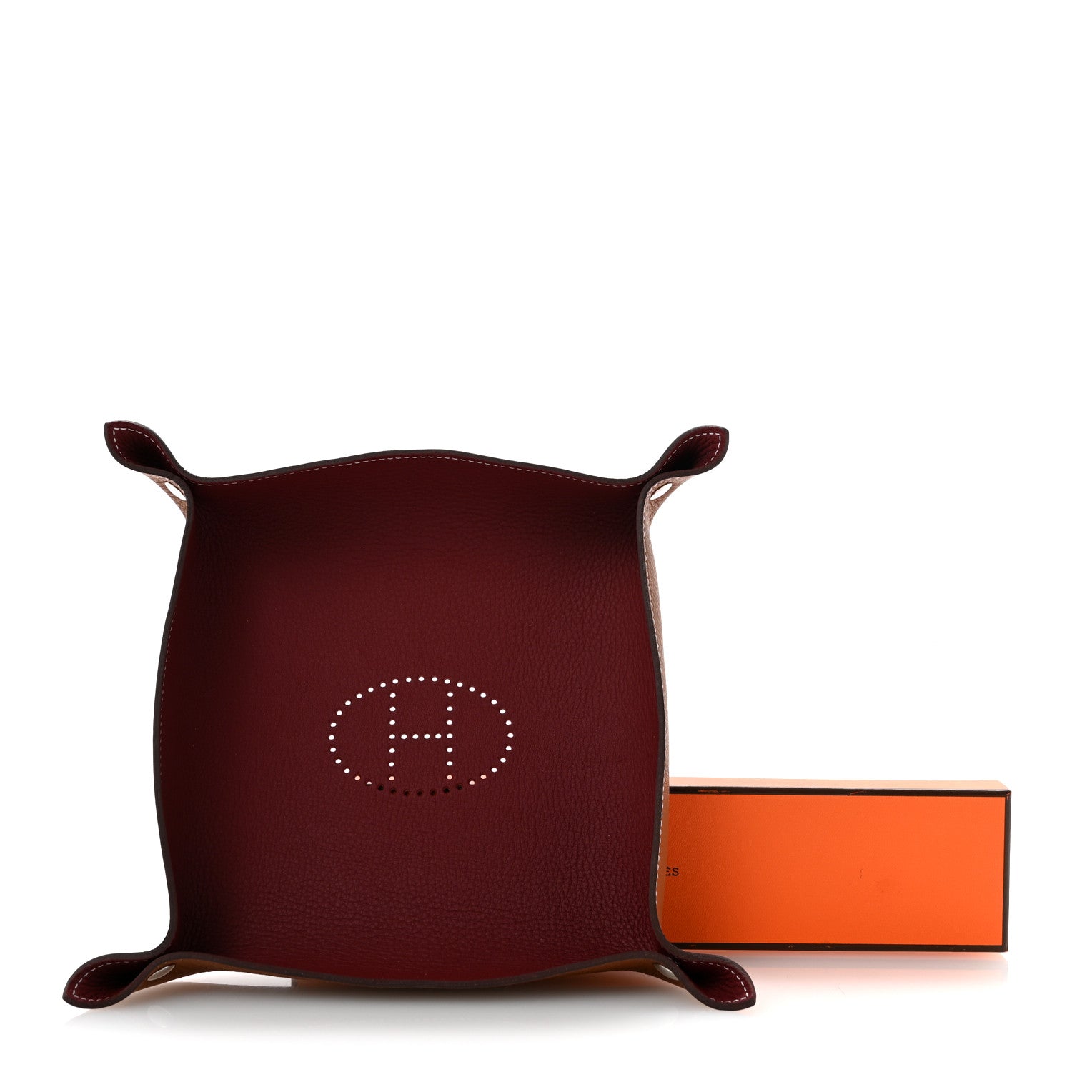 Hermes Taurillon Clemence Mises et Relances Change Tray Rouge H Fauve 8 of 8