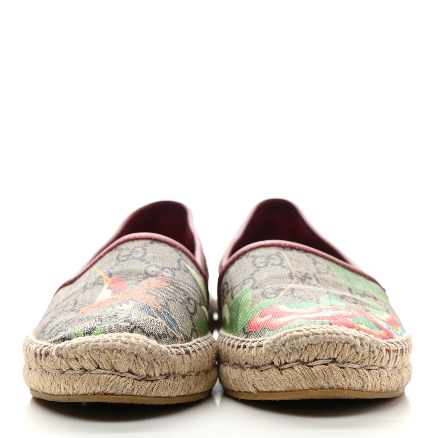 GG Supreme Monogram Tian Womens Espadrilles 35 Beige Multicolor Red