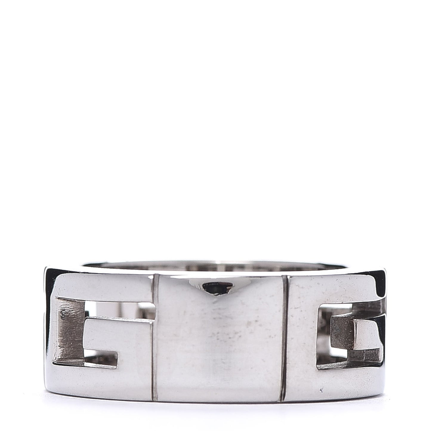 18K White Gold Diamond Square G Band Ring 50 5.25