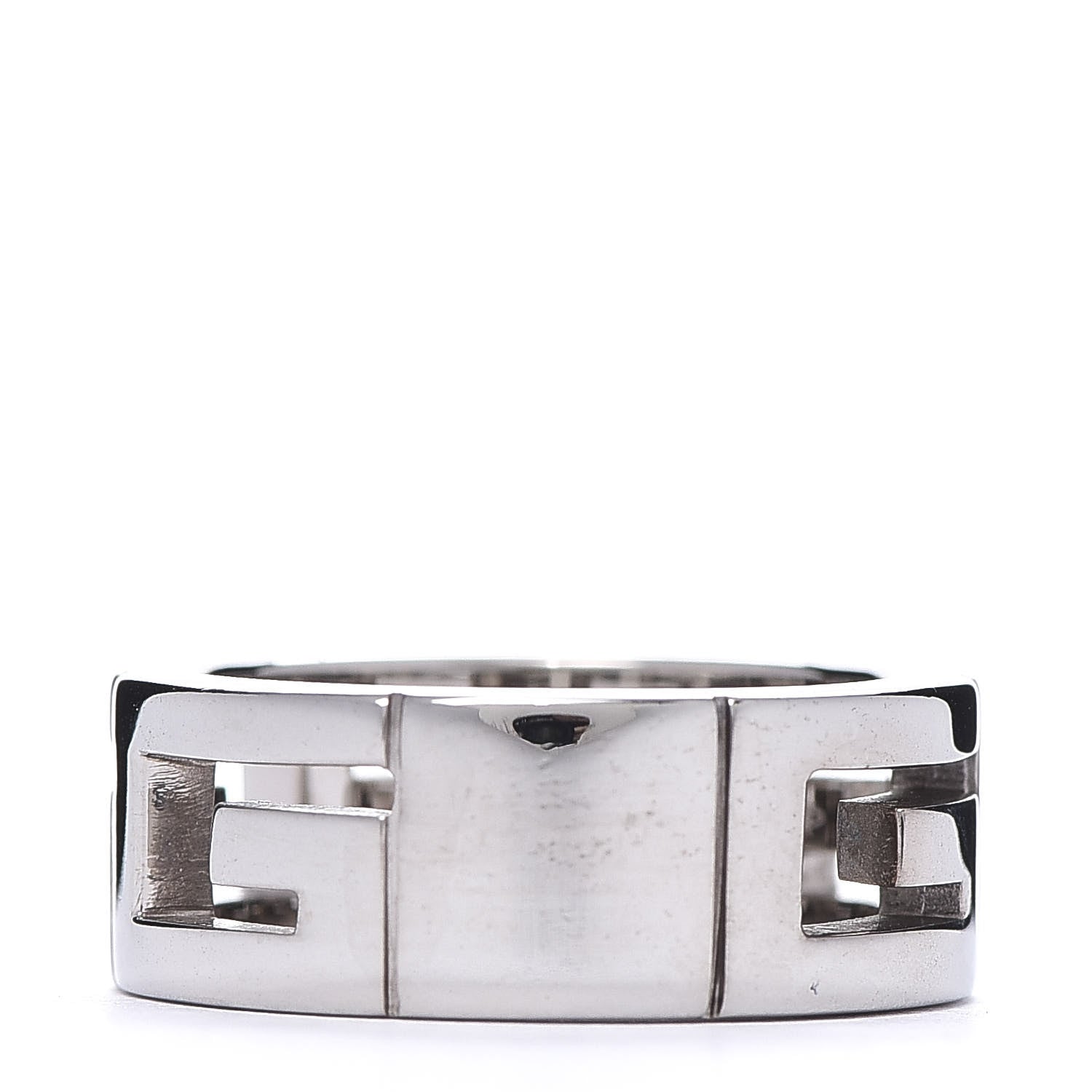 Gucci 18K White Gold Diamond Square G Band Ring 50 5.25 3 of 4