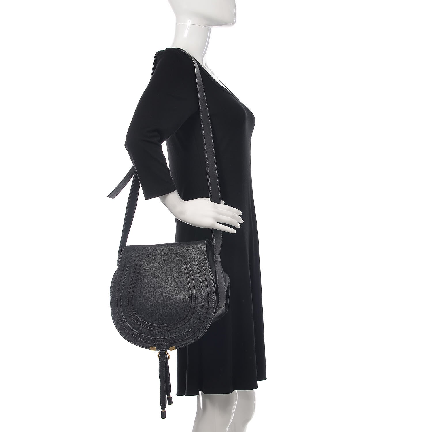 Chloe Calfskin Medium Marcie Round Crossbody Bag Black 2 of 13