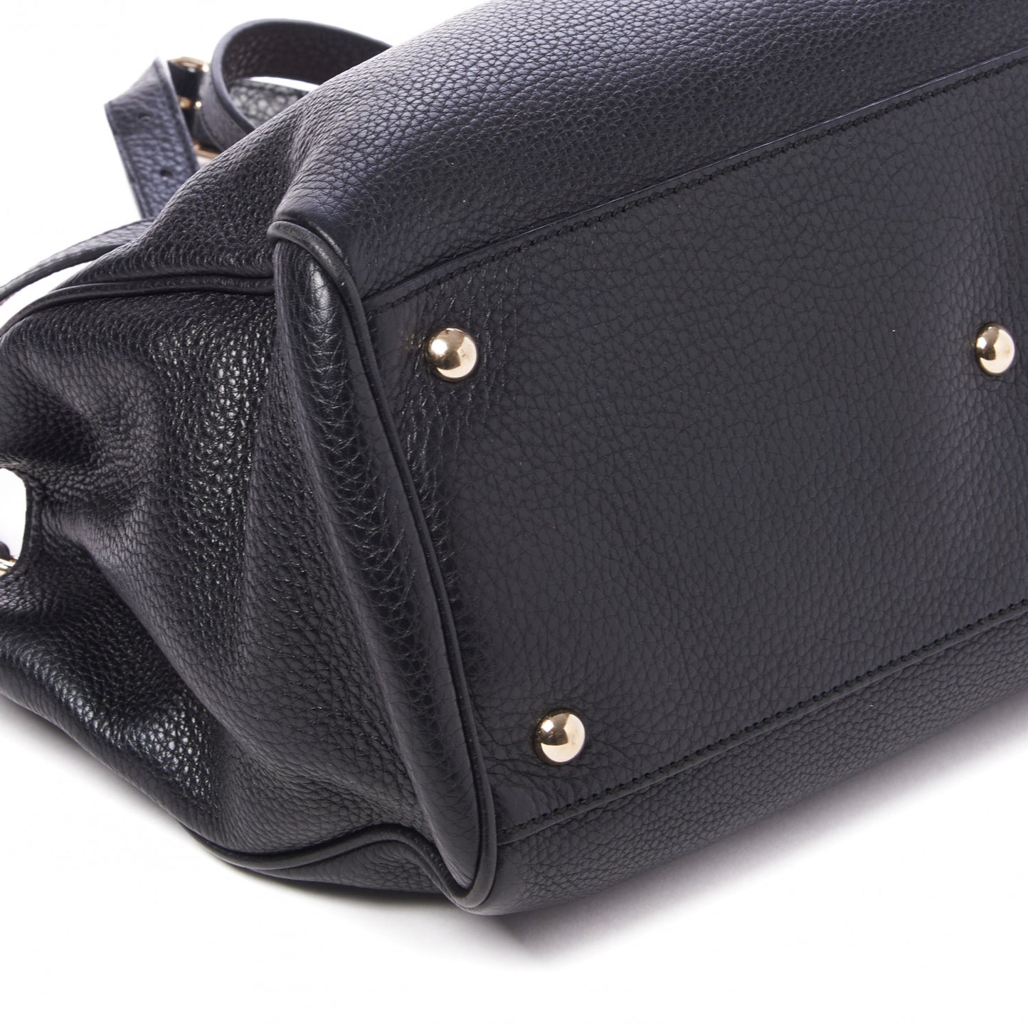 Pebbled Calfskin Medium Bamboo Shopper Tote Black