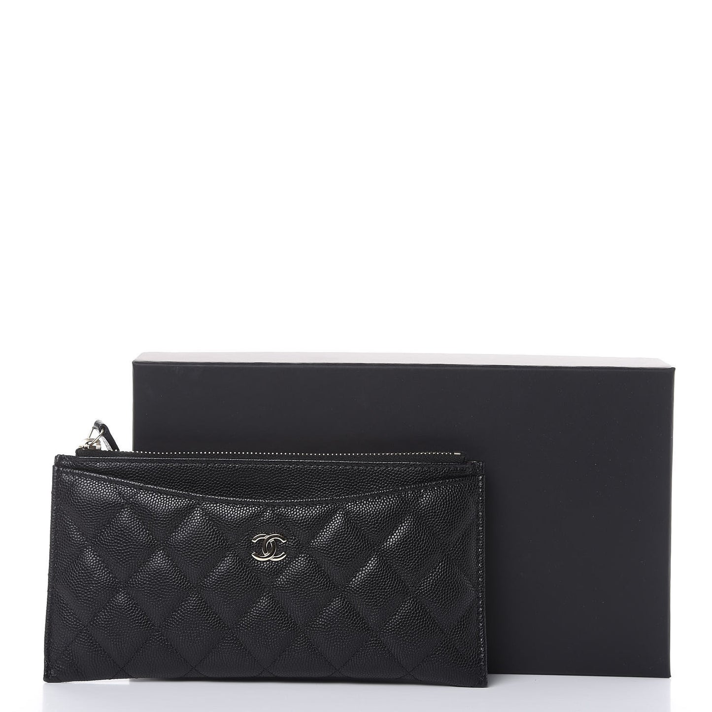 Caviar Quilted Classic Zip Pouch Black
