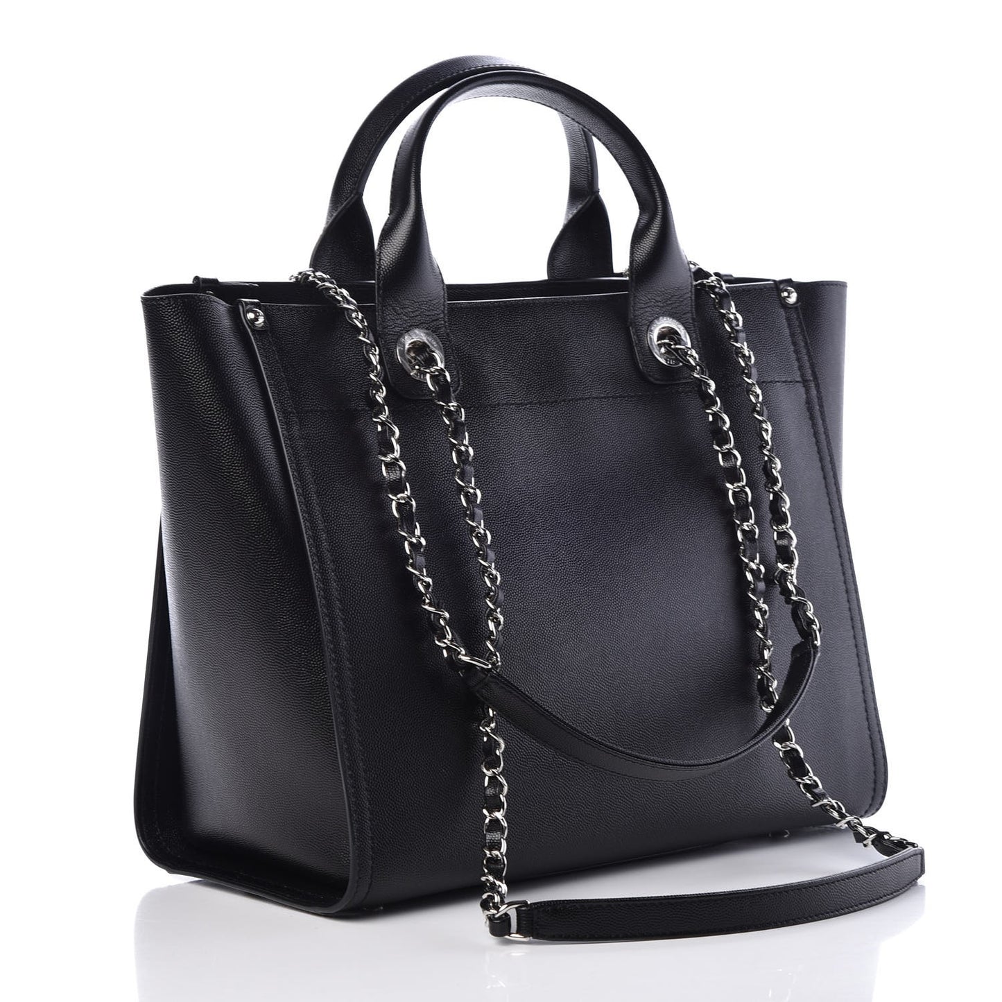 Caviar Small Studded Deauville Tote Black