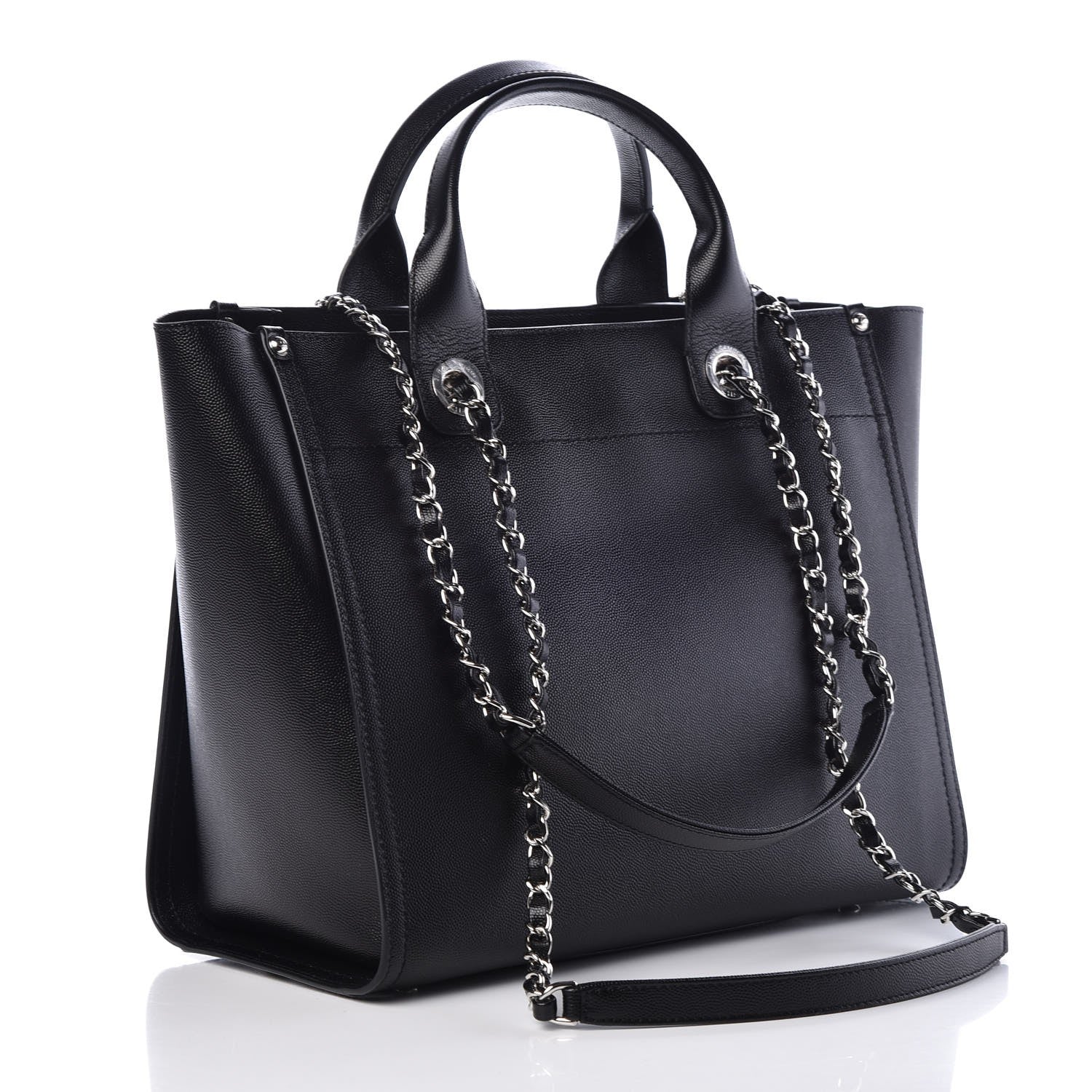 Chanel Caviar Small Studded Deauville Tote Black 4 of 8