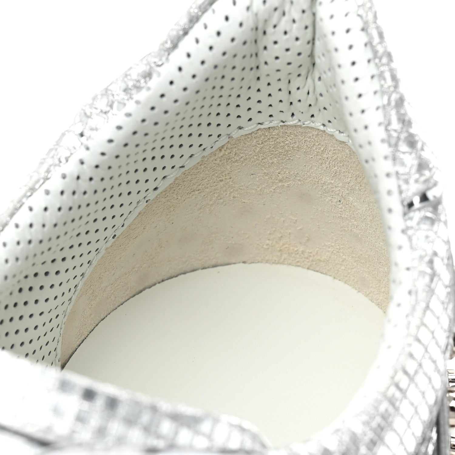 Christian Louboutin Glitter Metallic Calfskin Spikes Vieira 2 Flat Sneakers 40 Silver 12 of 13
