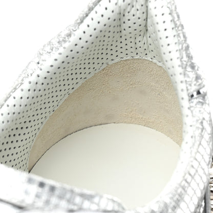 Christian Louboutin Glitter Metallic Calfskin Spikes Vieira 2 Flat Sneakers 40 Silver 12 of 13