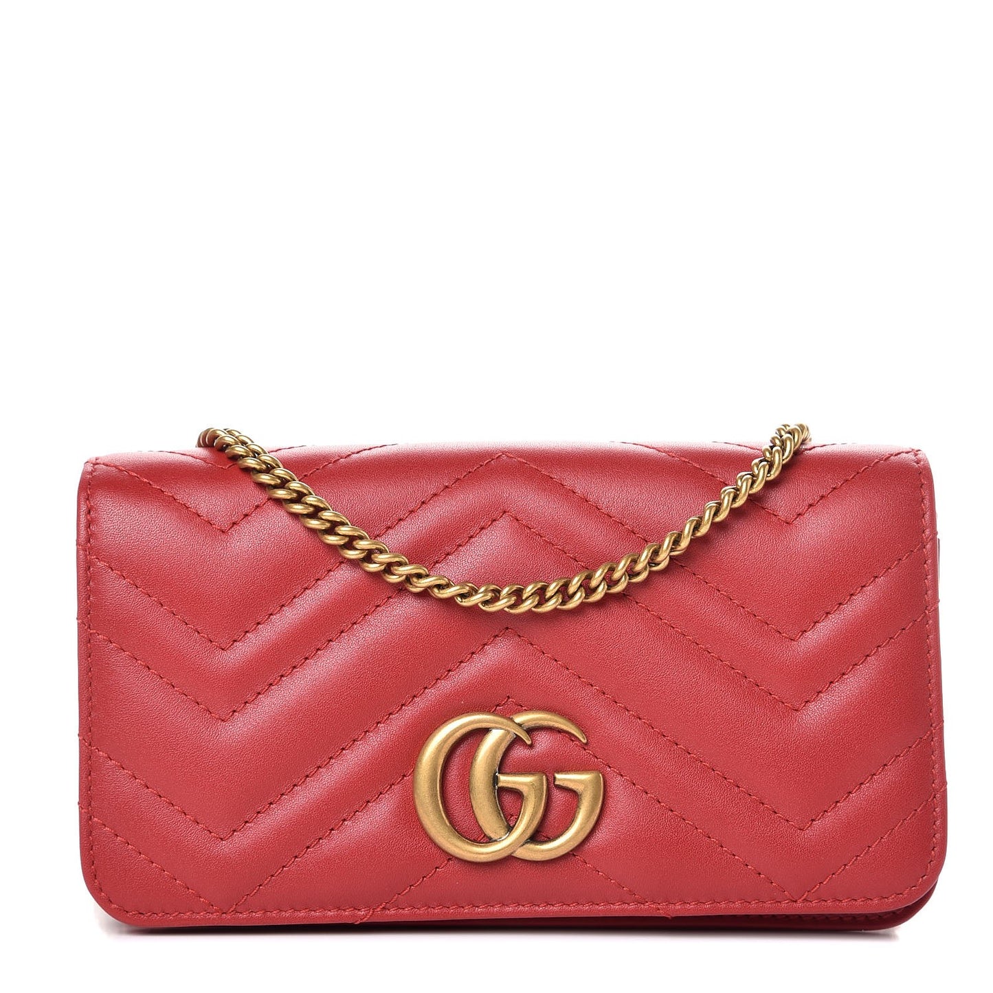 Calfskin Matelasse GG Marmont Mini Bag Hibiscus Red