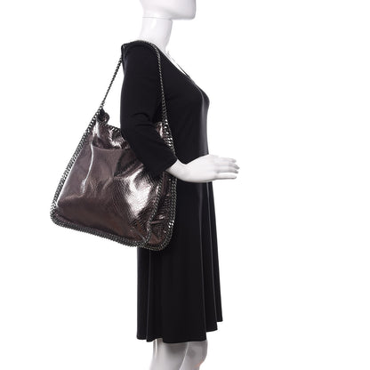 Stella McCartney Metallic Snakeskin Print Falabella Tote Ruthenium 2 of 10