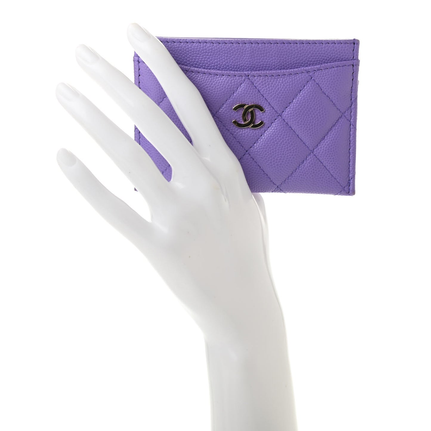 Caviar Quilted Card Holder Purple