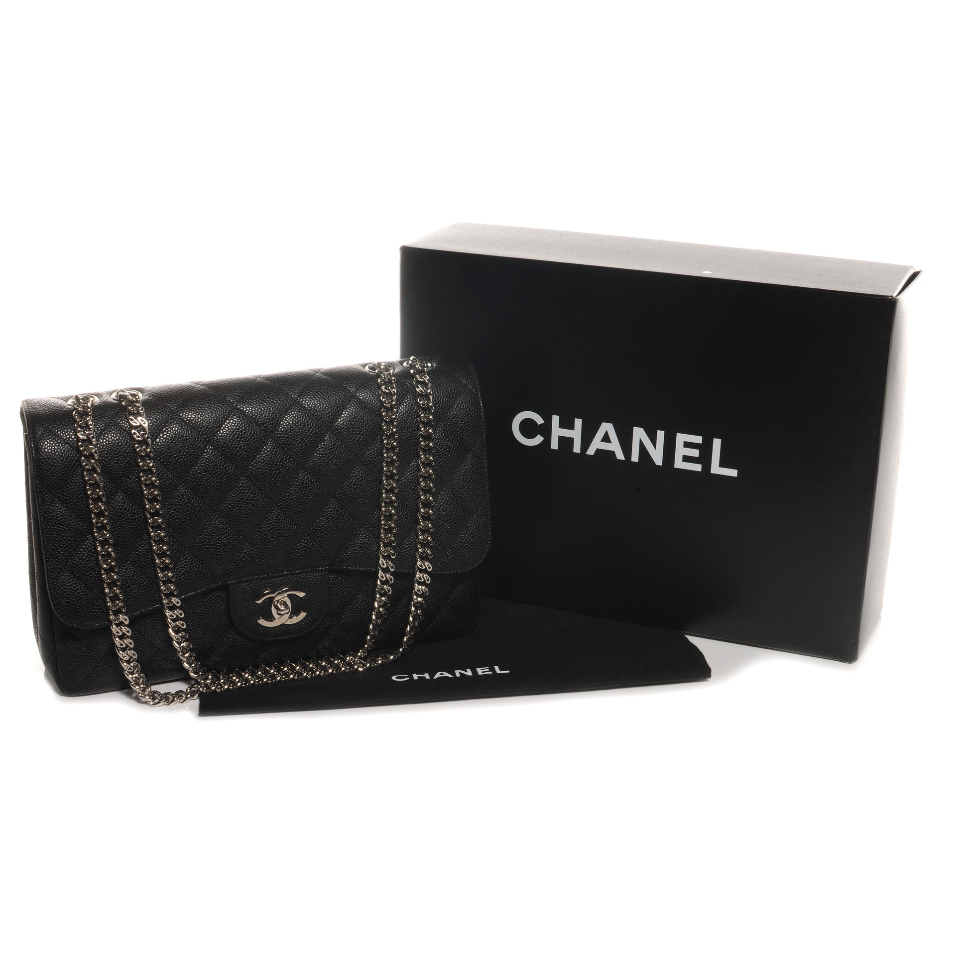 Chanel Caviar Quilted Jumbo Single Flap Bijoux Chain Black 5 of 8