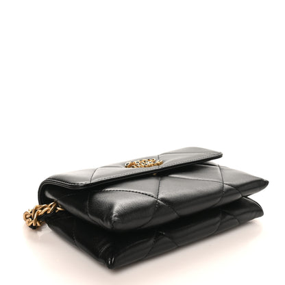 Chanel Lambskin Quilted Chanel 19 Flap Clutch Black 6 of 21